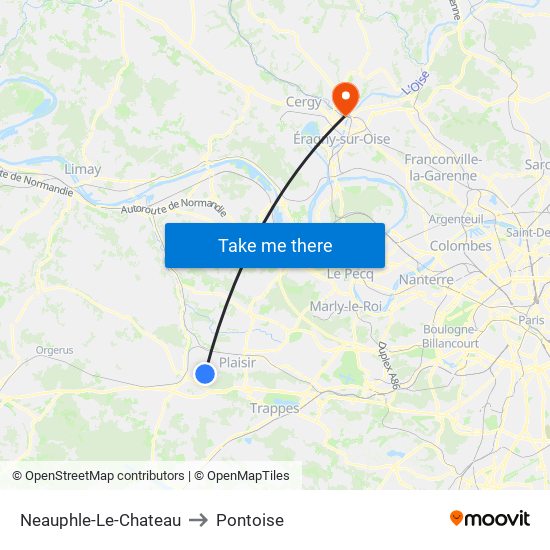 Neauphle-Le-Chateau to Pontoise map