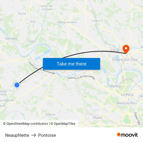 Neauphlette to Pontoise map