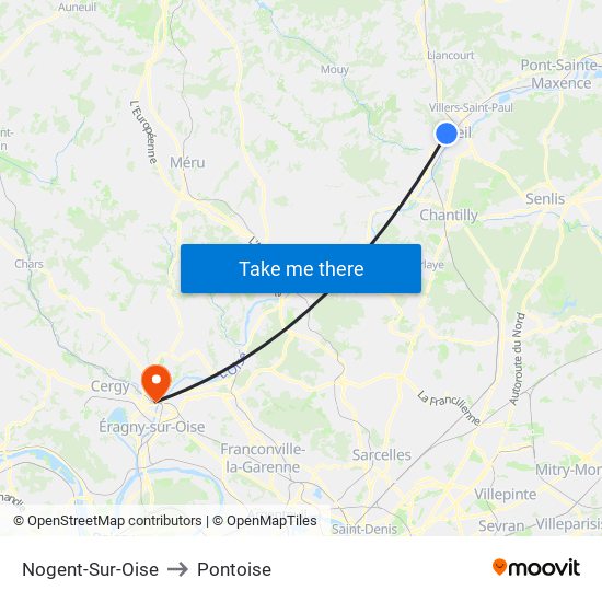 Nogent-Sur-Oise to Pontoise map