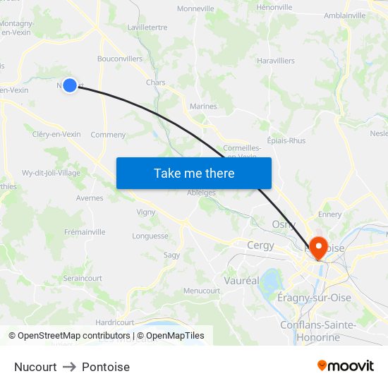 Nucourt to Pontoise map