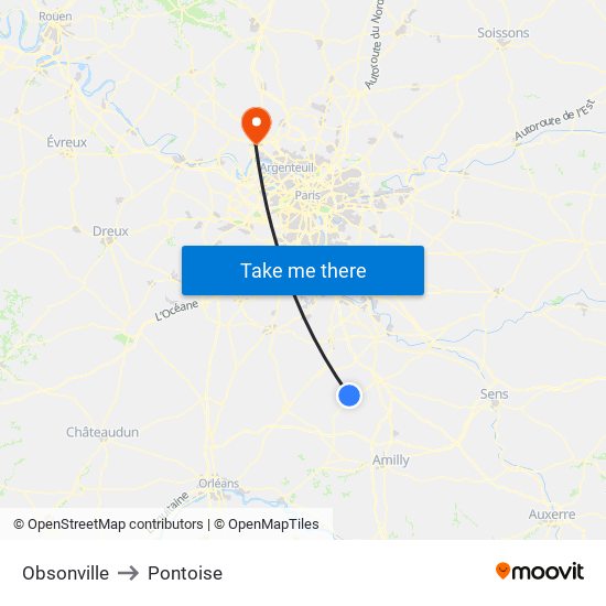 Obsonville to Pontoise map