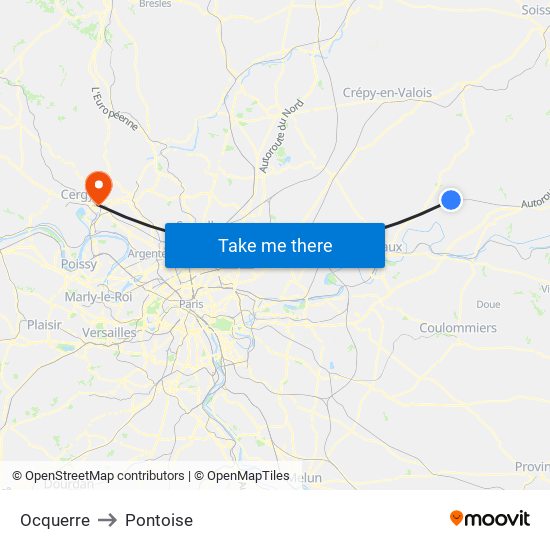 Ocquerre to Pontoise map