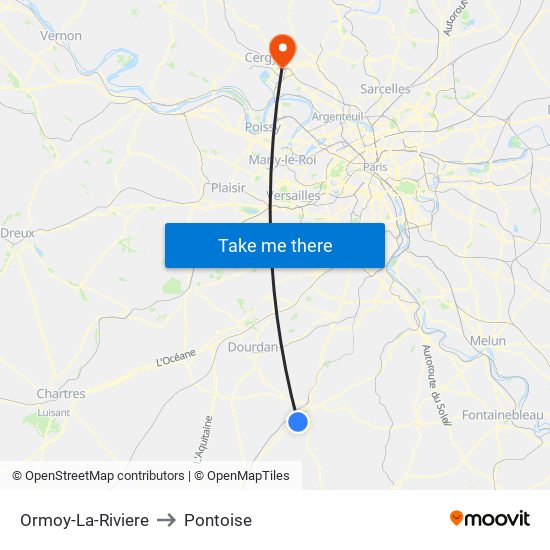 Ormoy-La-Riviere to Pontoise map