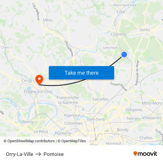 Orry-La-Ville to Pontoise map