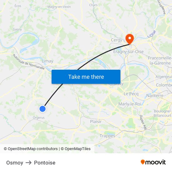 Osmoy to Pontoise map