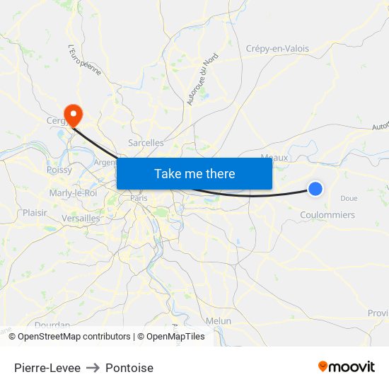 Pierre-Levee to Pontoise map