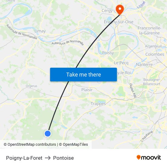 Poigny-La-Foret to Pontoise map