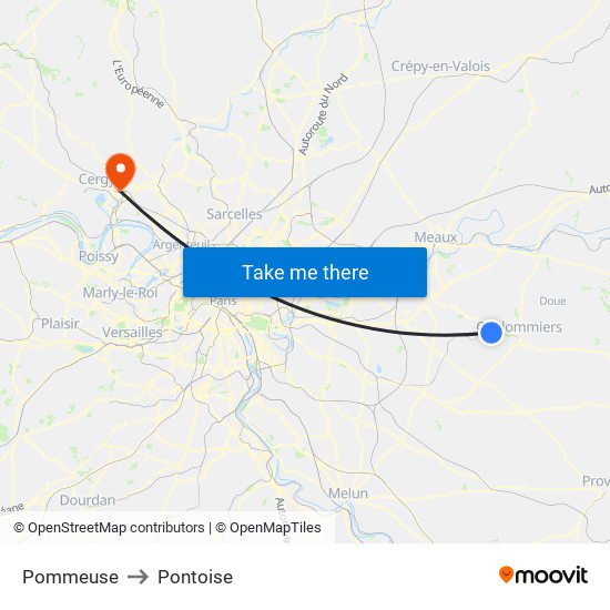 Pommeuse to Pontoise map