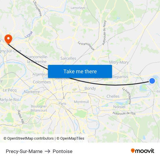 Precy-Sur-Marne to Pontoise map