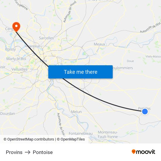 Provins to Pontoise map