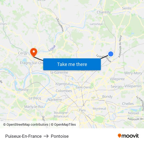 Puiseux-En-France to Pontoise map