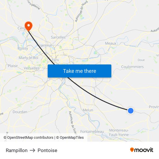 Rampillon to Pontoise map