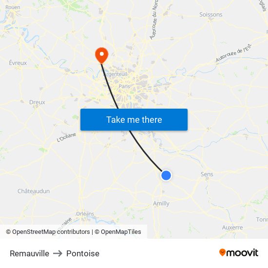 Remauville to Pontoise map