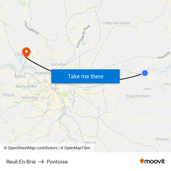 Reuil-En-Brie to Pontoise map