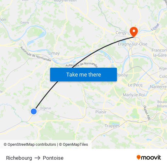 Richebourg to Pontoise map