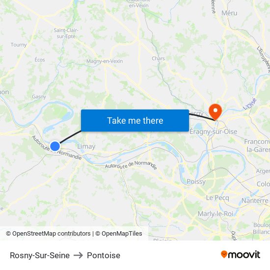 Rosny-Sur-Seine to Pontoise map
