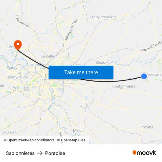 Sablonnieres to Pontoise map