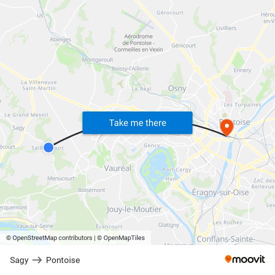 Sagy to Pontoise map