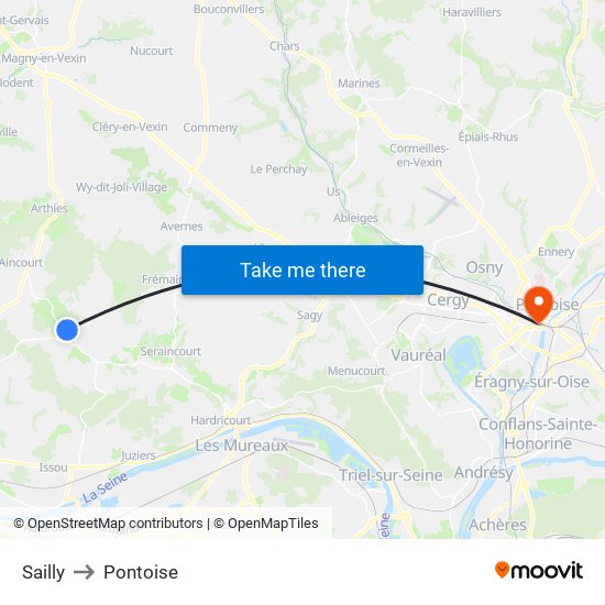 Sailly to Pontoise map