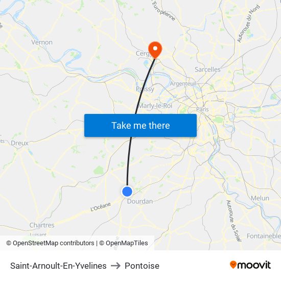 Saint-Arnoult-En-Yvelines to Pontoise map