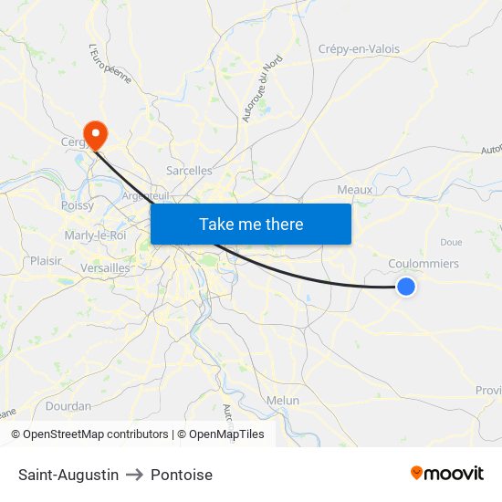 Saint-Augustin to Pontoise map