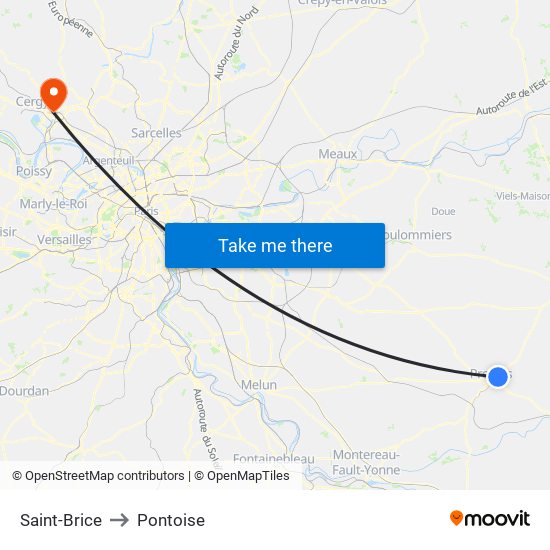 Saint-Brice to Pontoise map
