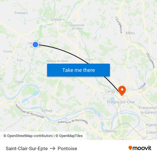 Saint-Clair-Sur-Epte to Pontoise map