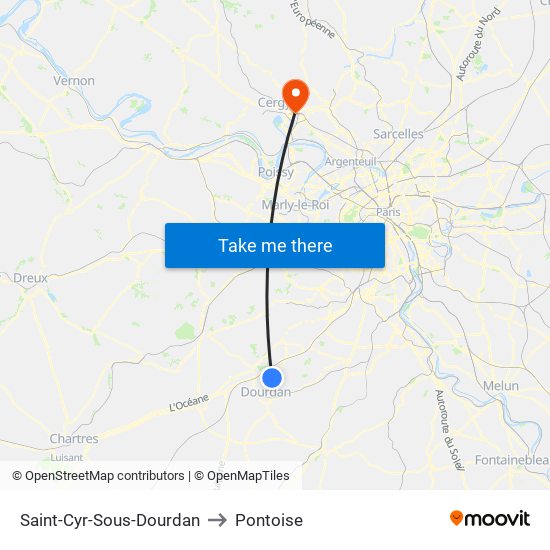 Saint-Cyr-Sous-Dourdan to Pontoise map