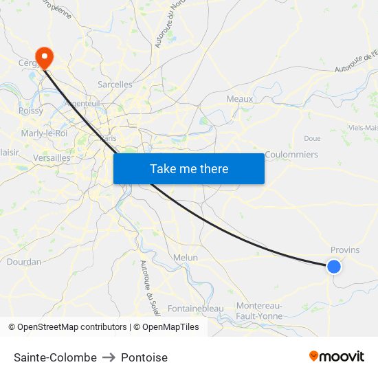 Sainte-Colombe to Pontoise map