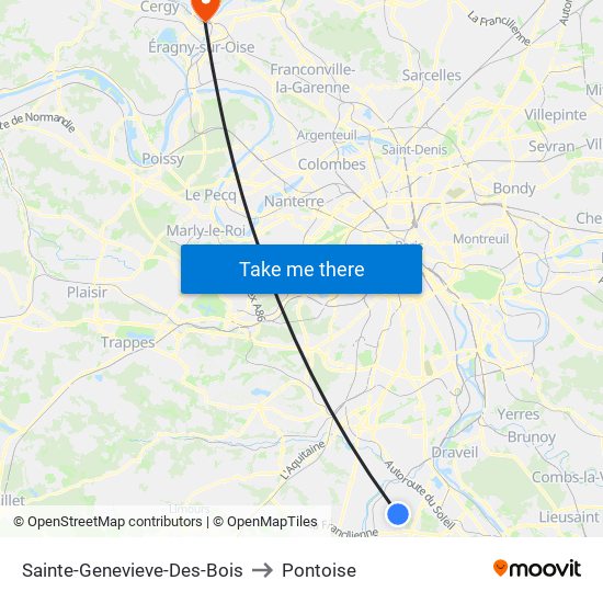 Sainte-Genevieve-Des-Bois to Pontoise map