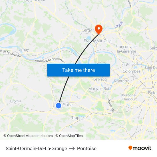 Saint-Germain-De-La-Grange to Pontoise map