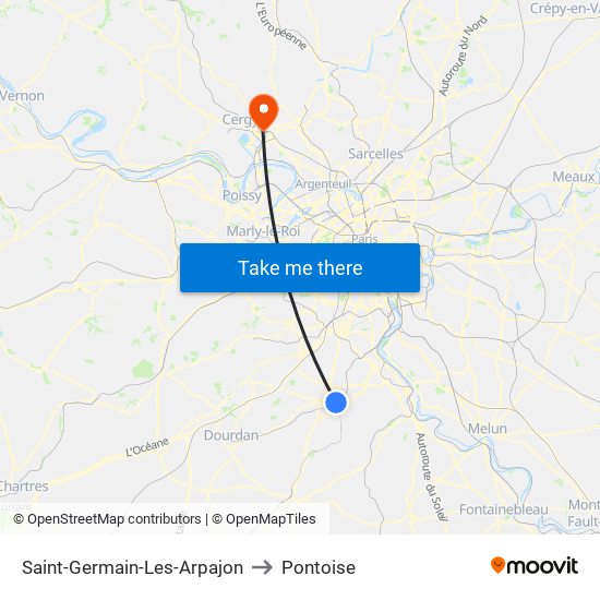 Saint-Germain-Les-Arpajon to Pontoise map