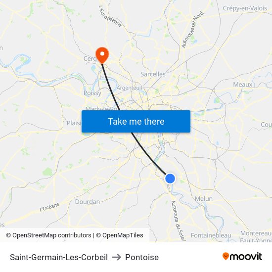 Saint-Germain-Les-Corbeil to Pontoise map