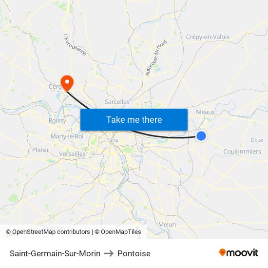 Saint-Germain-Sur-Morin to Pontoise map