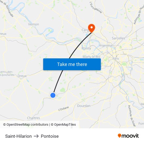 Saint-Hilarion to Pontoise map