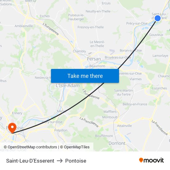 Saint-Leu-D'Esserent to Pontoise map