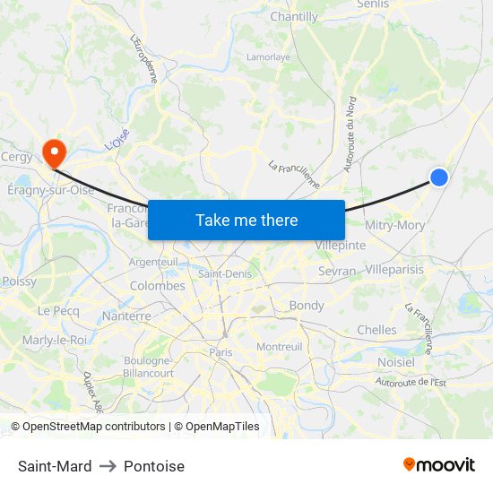 Saint-Mard to Pontoise map