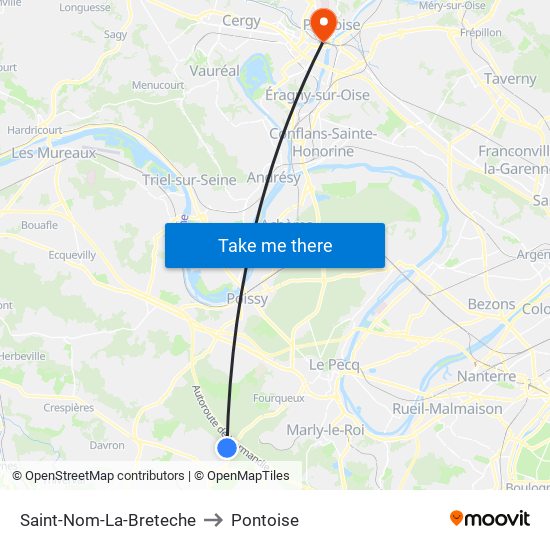 Saint-Nom-La-Breteche to Pontoise map