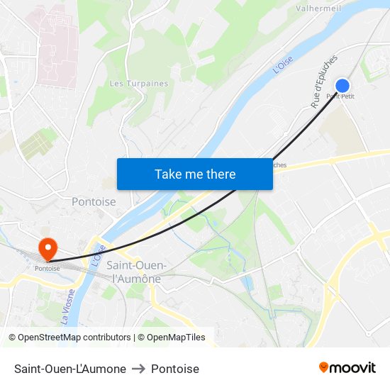 Saint-Ouen-L'Aumone to Pontoise map