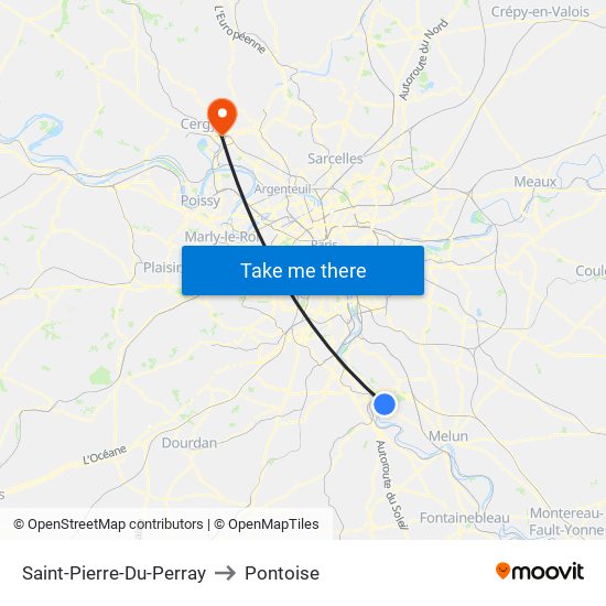 Saint-Pierre-Du-Perray to Pontoise map
