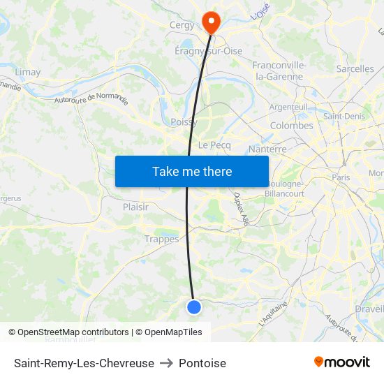 Saint-Remy-Les-Chevreuse to Pontoise map