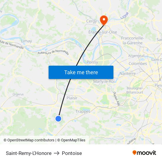 Saint-Remy-L'Honore to Pontoise map