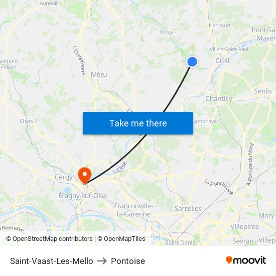 Saint-Vaast-Les-Mello to Pontoise map