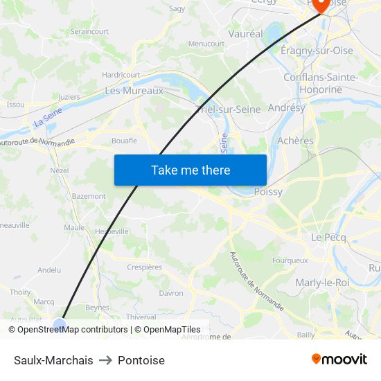 Saulx-Marchais to Pontoise map