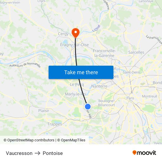 Vaucresson to Pontoise map
