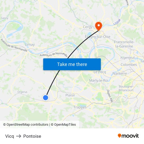 Vicq to Pontoise map