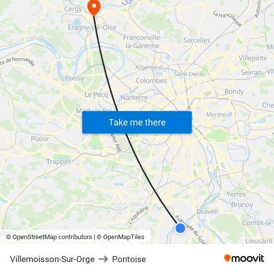 Villemoisson-Sur-Orge to Pontoise map