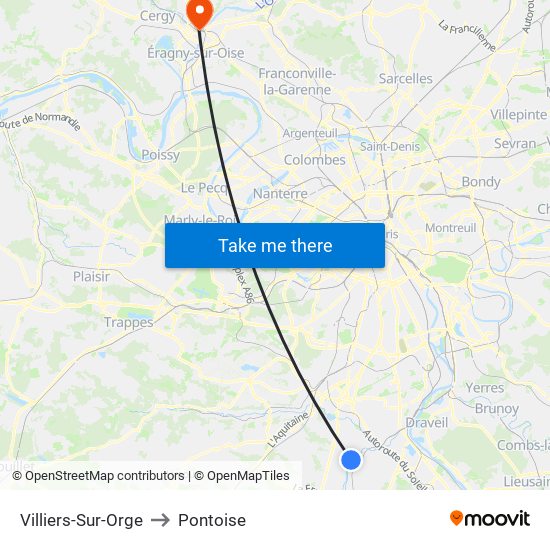 Villiers-Sur-Orge to Pontoise map