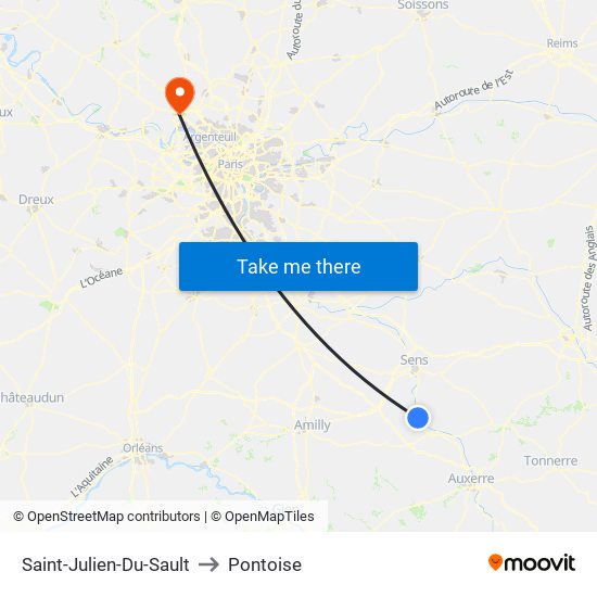 Saint-Julien-Du-Sault to Pontoise map