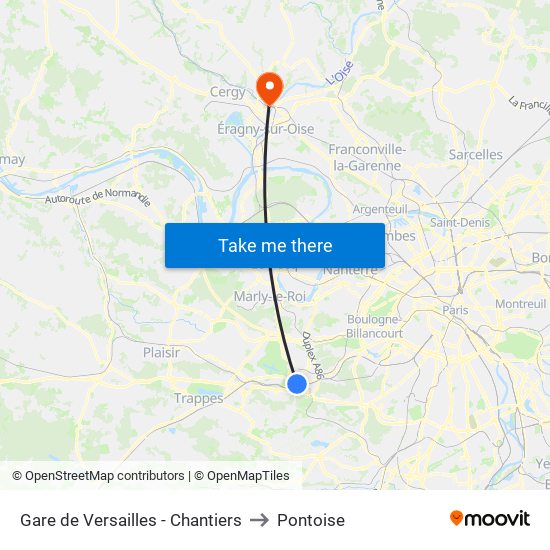 Gare de Versailles - Chantiers to Pontoise map